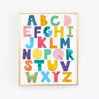 Färgfull Alphabet Art-utskrift Poster