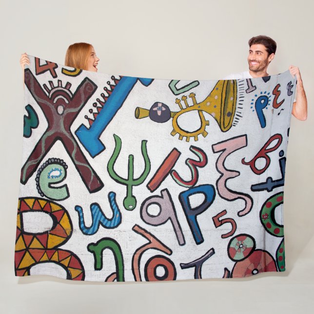 Färgfull Alphabet Fleece Blanket (På plats)