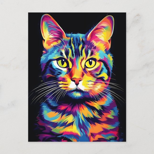 Färgfull amerikansk Shorthair Cat Vykort (Framsida)