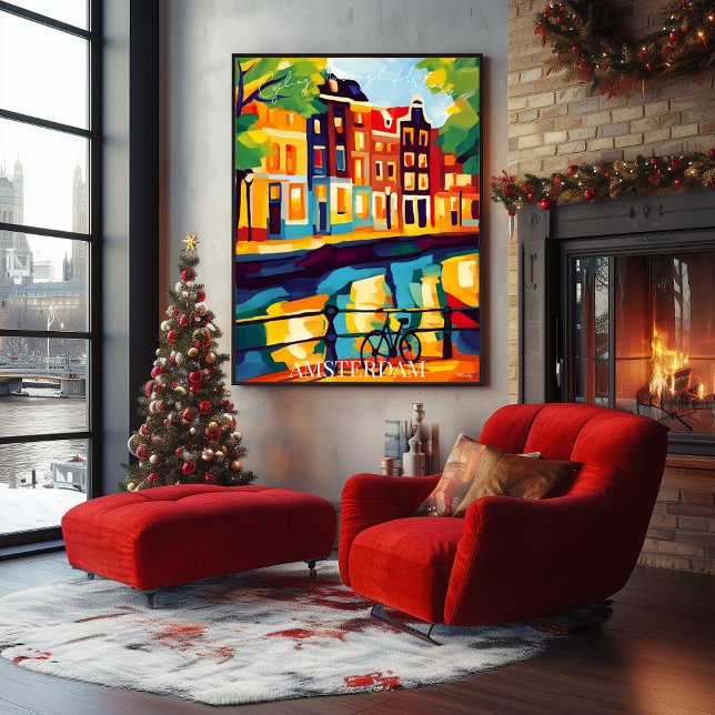 Färgfull Amsterdamkanal scen i Abstrakt Fauvism Poster (Skapare uppladdad)