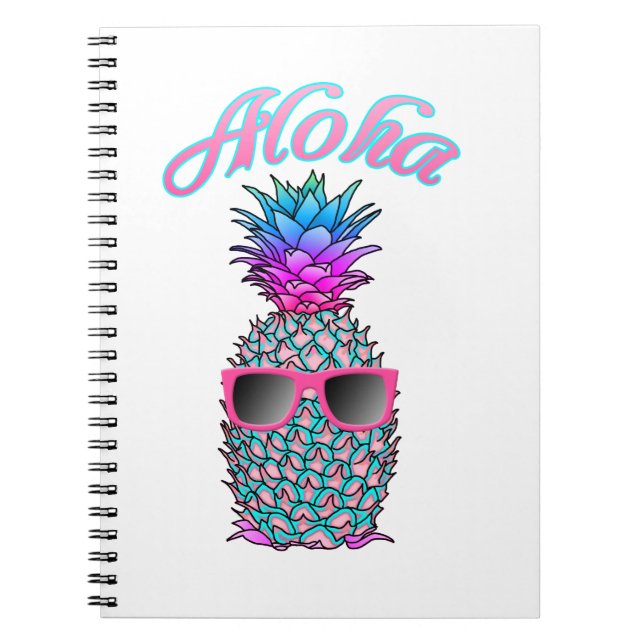 Färgfull ananas Hawaiian Aloha Anteckningsbok (Framsidan)