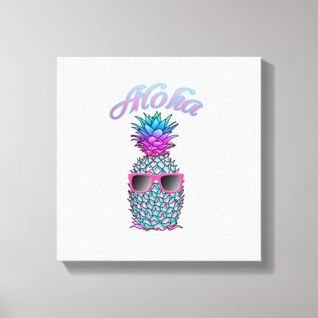 Färgfull ananas Hawaiian Aloha Canvastryck (Framsida)