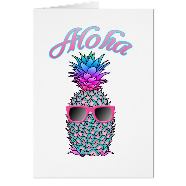 Färgfull ananas Hawaiian Aloha Hälsningskort (Framsidan)