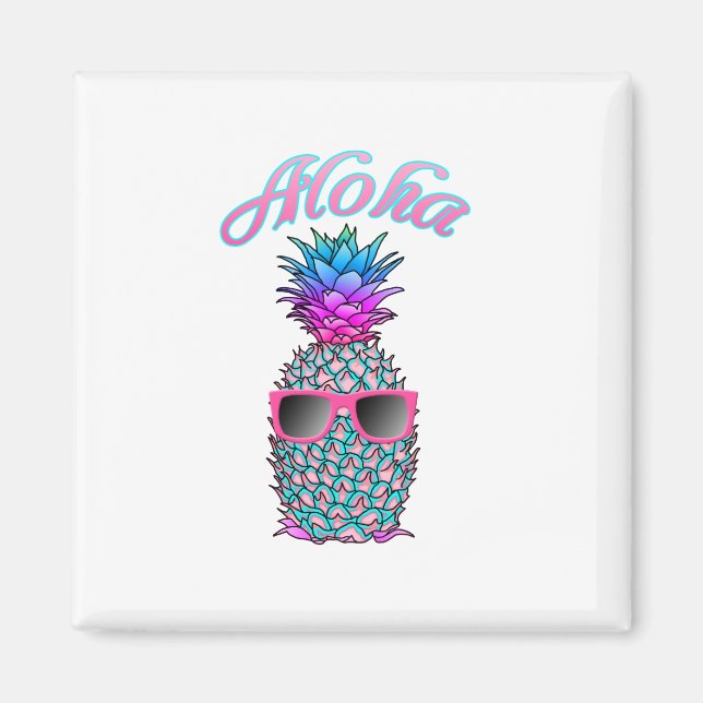 Färgfull ananas Hawaiian Aloha Magnet (Framsidan)