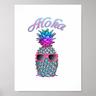 Färgfull ananas Hawaiian Aloha Poster
