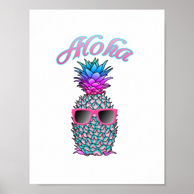 Färgfull ananas Hawaiian Aloha Poster (Framsidan)