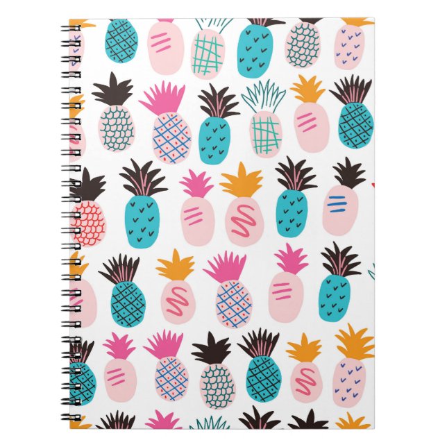 Färgfull ananas löv, tropisk doodle. anteckningsbok (Framsidan)