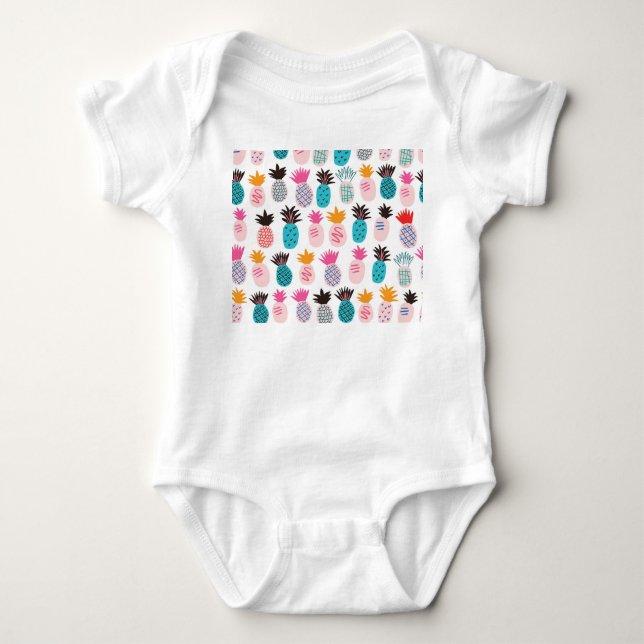 Färgfull ananas löv, tropisk doodle. t shirt (Framsida)