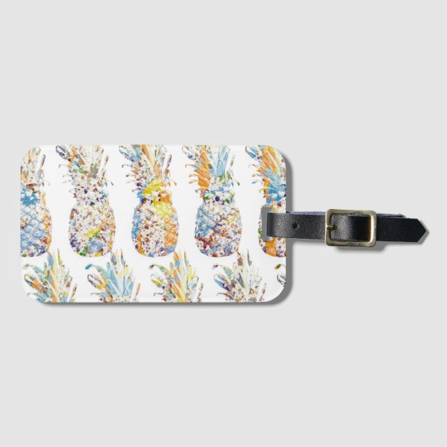 Färgfull ananas Skriv ut Bagagebricka (Framsida horisontal)