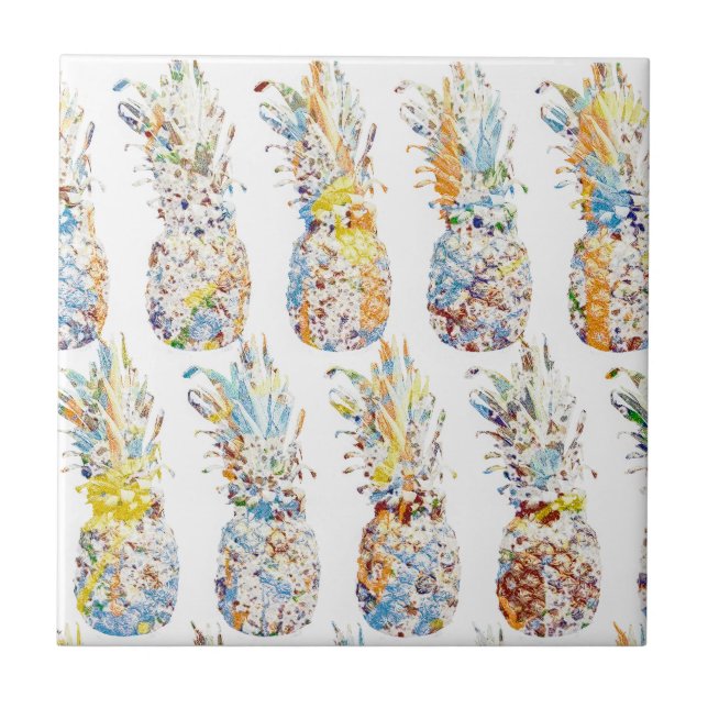 Färgfull ananas Skriv ut Kakelplatta (Framsidan)