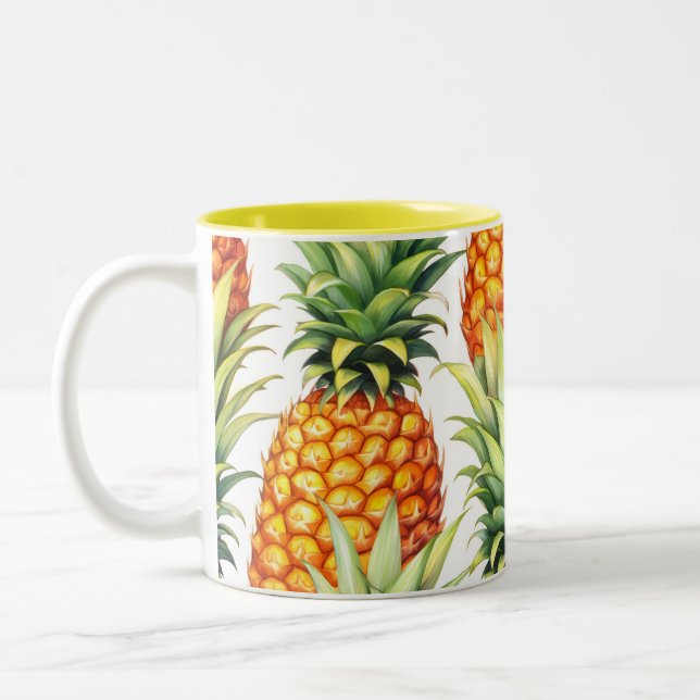 Färgfull ananas Sommar Tropical Mönster Två-Tonad Mugg (Vänster)