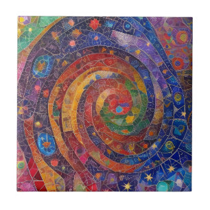 Färgfull Andlig Vortex Swirl Rainbow Mosaic Kakelplatta