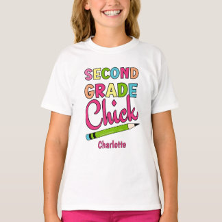 Färgfull andra Klass Chick Back to school T Shirt
