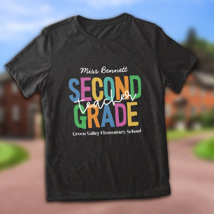 Färgfull andra Klass-lärare Lägg till Namn T Shirt
