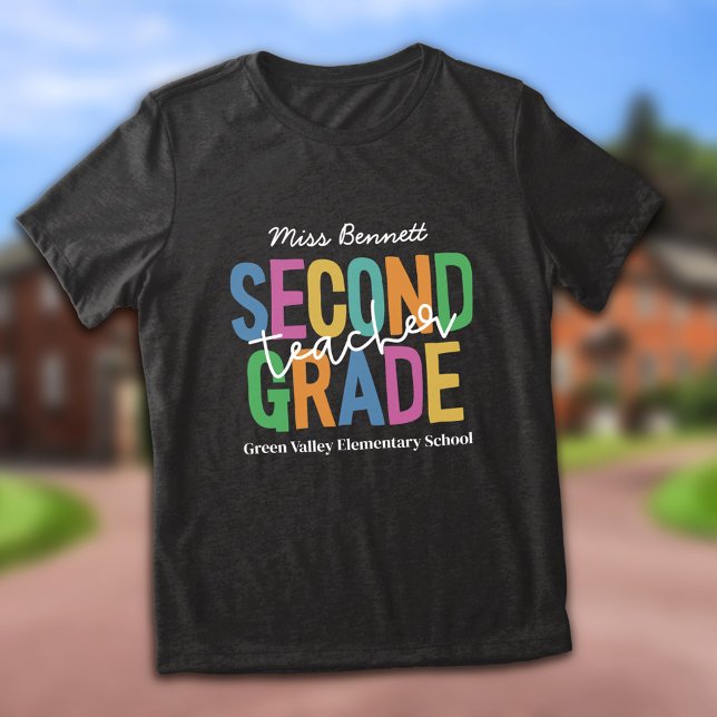 Färgfull andra Klass-lärare Lägg till Namn T Shirt (Skapare uppladdad)
