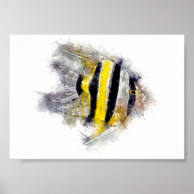 Färgfull AngelFish Perfekt Aquarium-presentidé Poster (Framsidan)