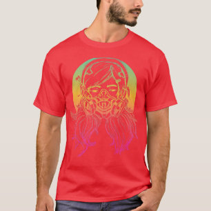 Färgfull Anime Girl med Gas Mask Premium T-Shirt