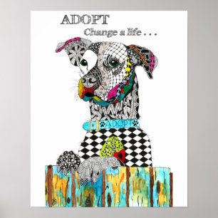 Färgfull Anpassa en Poster Hund - 16 x 20 tum