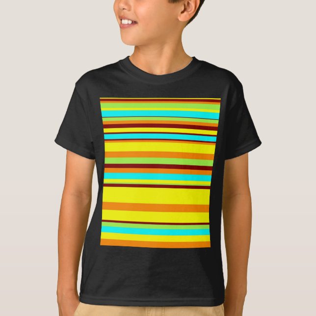 Färgfull anpassad designer Rand Mönster T-shirt (Framsida)