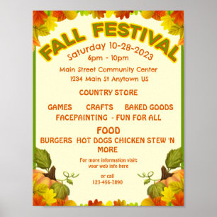 Färgfull Anpassningsbar FALL FESTIVAL Flyer Advert Poster