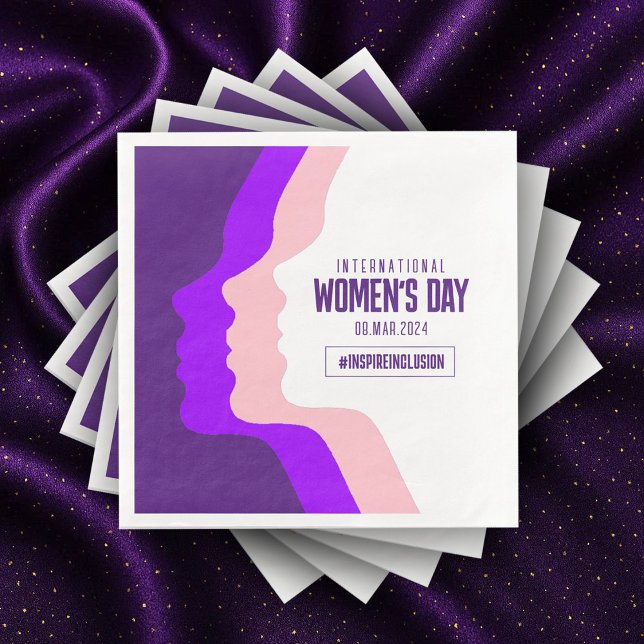 Färgfull Ansikte Internationell Kvinnodag 8 mars Pappersservett (Colorful Faces international Women's Day March 8 Napkins Cover Photo)