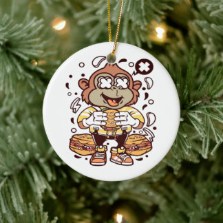 Färgfull apa-ornament | Hembeteckning Julgransprydnad Keramik