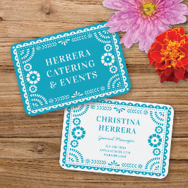 Färgfull Aqua Papel Picado Catering Event Stylist Visitkort