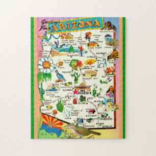 Färgfull Arizona Karta 11x14 Jigszawa Puzzle Pussel
