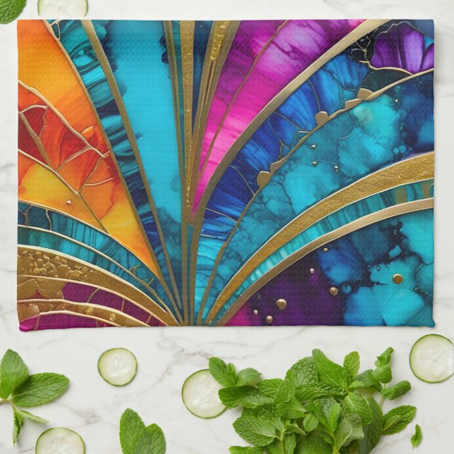 Färgfull Art Deco Kitchen Towel Kökshandduk (Skapare uppladdad)