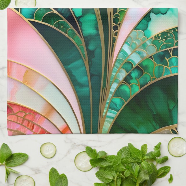 Färgfull Art Deco Kitchen Towel Kökshandduk (Skapare uppladdad)