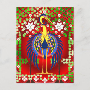Färgfull Art nouveau Crane Vykort