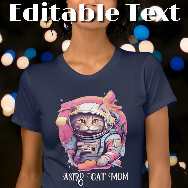 Färgfull astronaut Cat Mamma T Shirt (Skapare uppladdad)
