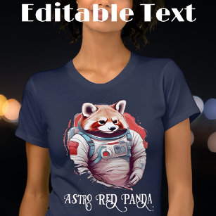 Färgfull Astronaut Red Panda Editable Text T Shirt