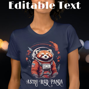 Färgfull Astronaut Red Panda Editable Text T Shirt