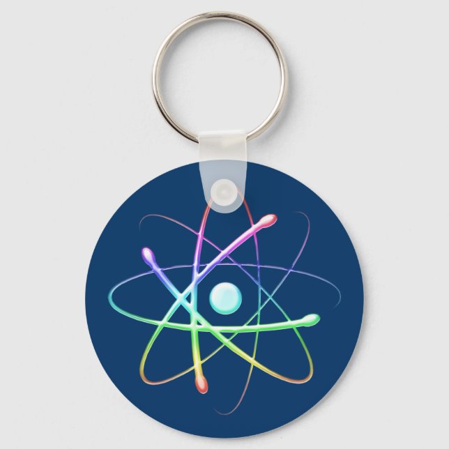 Färgfull atom (008) - nyckelkedja nyckelring (Framsida)