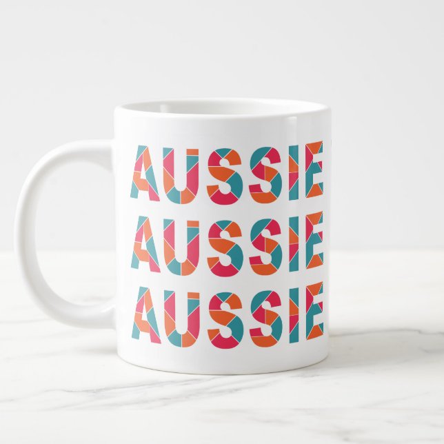 Färgfull AUSSIE-anpassad namnjumbo mugg Jumbo Mugg (Vänster)