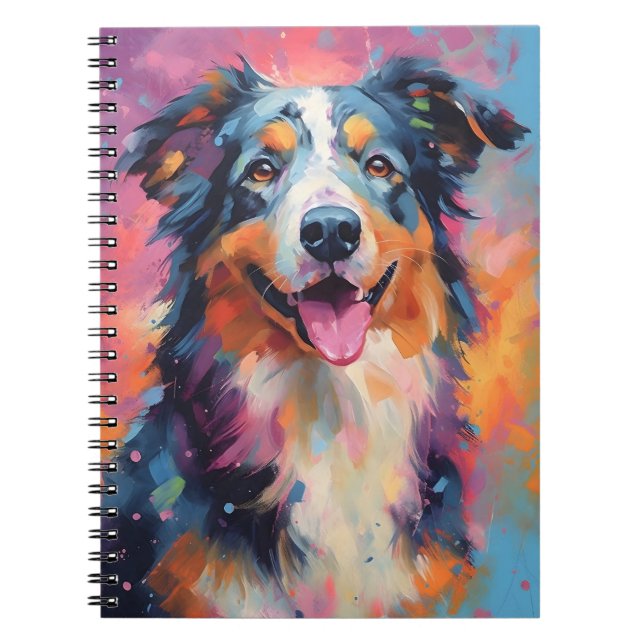 Färgfull Australian shepherd Anteckningsbok (Framsidan)