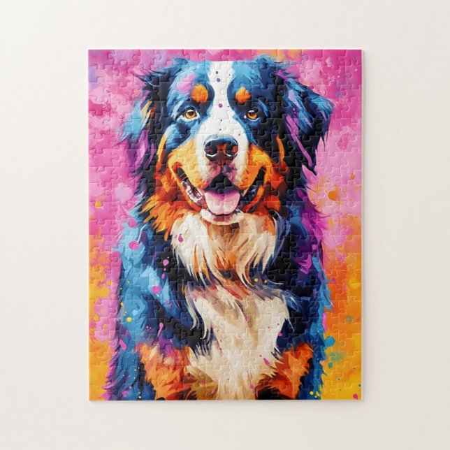 Färgfull Australian shepherd Art Pussel (Vertikal)
