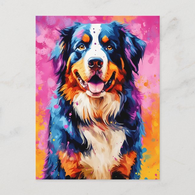 Färgfull Australian shepherd Art Vykort (Framsida)