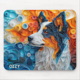 Färgfull Australian shepherd Hund Porträtt Musmatta
