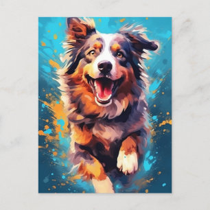 Färgfull Australian shepherd Vykort