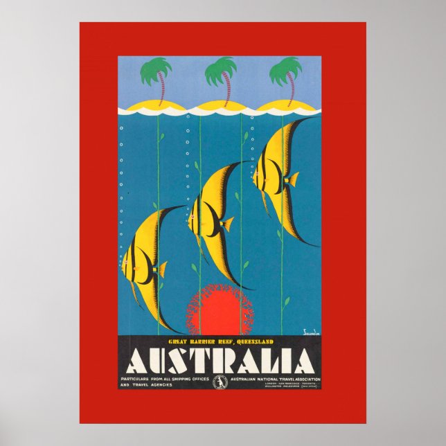 Färgfull australisk fiskreseaffär poster (Framsidan)