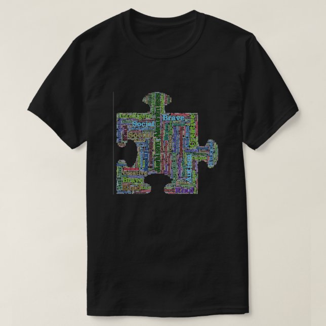 Färgfull Autism Jigszle Puzzle Art T-shirt (Design framsida)