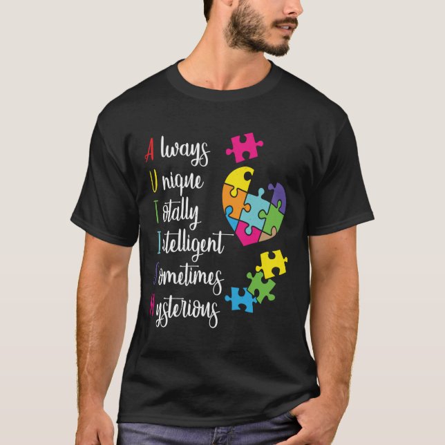 Färgfull autism - medvetandehöjande design för Asd T Shirt (Framsida)