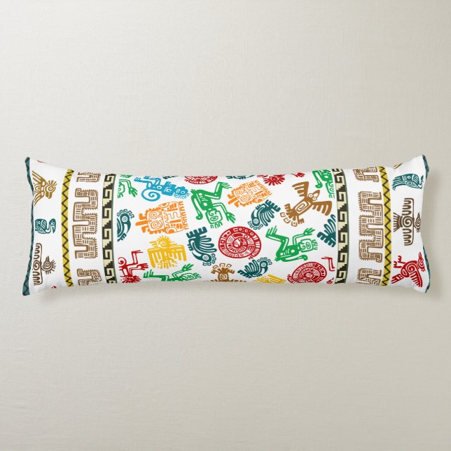 Färgfull aztec mönstrad kroppskudde (Framsidan)