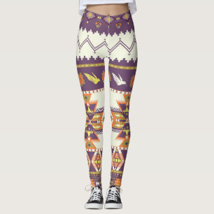 Färgfull Aztec: vibrerande, sömlös mönster. Leggings