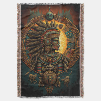 Färgfull Aztec Warrior Blanket Filt