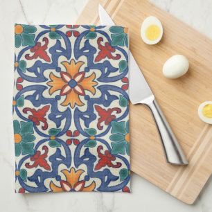 Färgfull Azulejos Mönster Kitchen Towel Kökshandduk