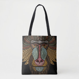 Färgfull Baboon Mask Mosaic Tygkasse