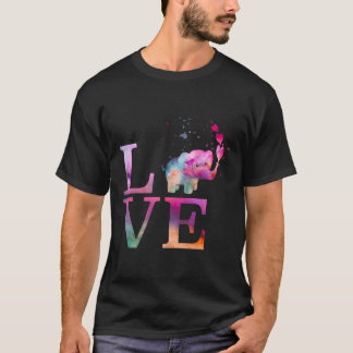 Färgfull Baby Elefantavkänningsdag Kärlek Heart T Shirt
